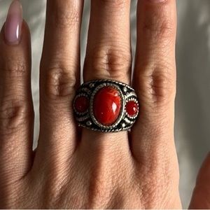 Vintage Red and Silver Ring